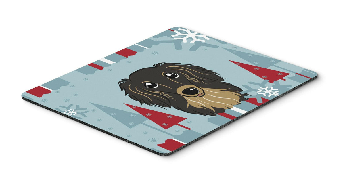Winter Holiday Longhair Black and Tan Dachshund Mouse Pad, Hot Pad or Trivet BB1709MP by Caroline&#39;s Treasures