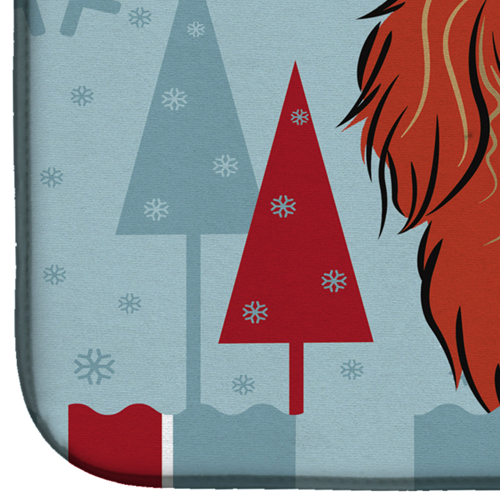 Winter Holiday Longhair Red Dachshund Dish Drying Mat BB1710DDM  the-store.com.