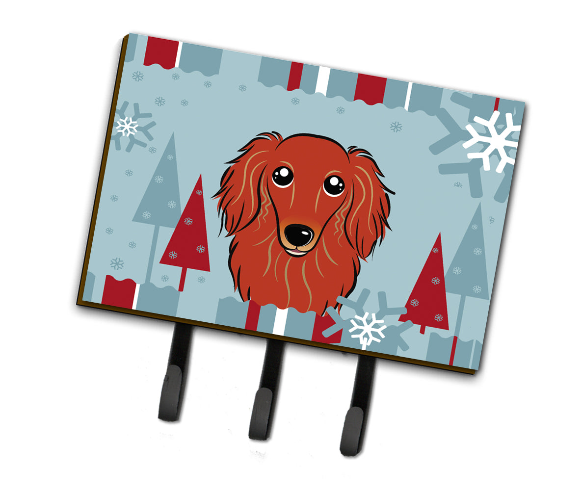 Winter Holiday Longhair Red Dachshund Leash or Key Holder BB1710TH68  the-store.com.