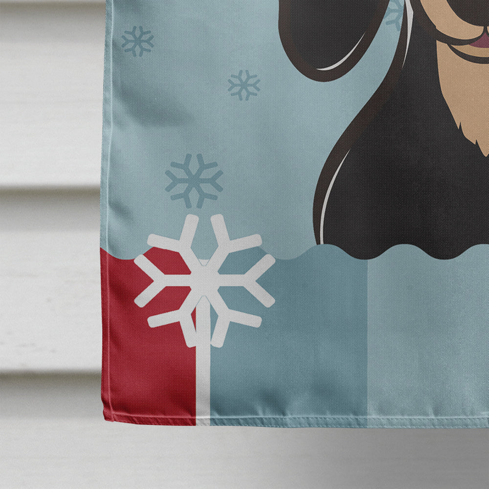 Winter Holiday Smooth Black and Tan Dachshund Flag Canvas House Size BB1711CHF