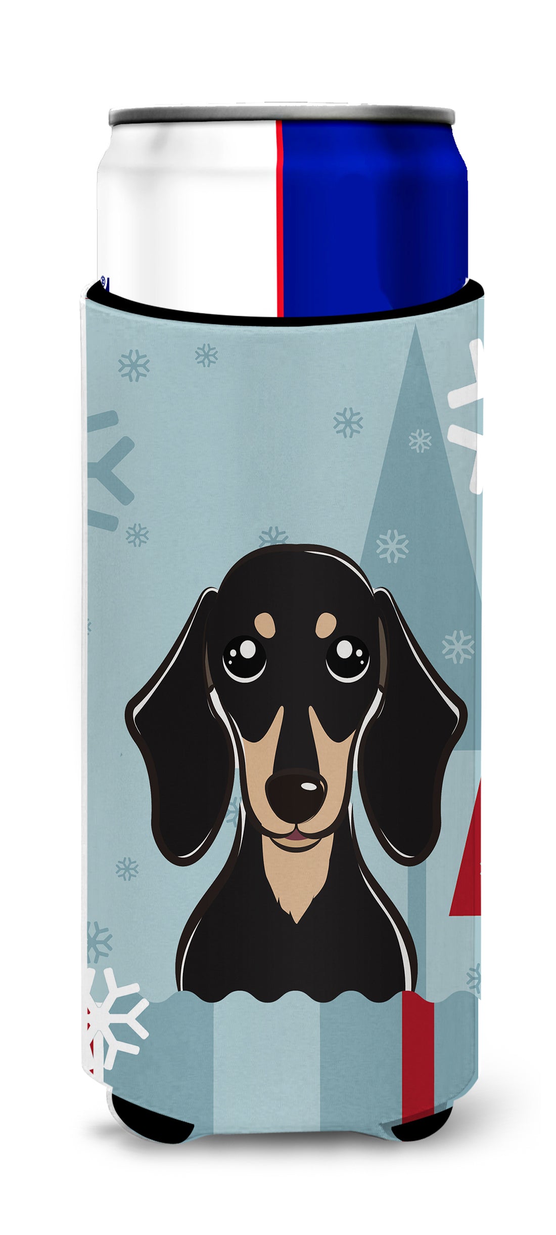 Winter Holiday Smooth Black and Tan Dachshund Ultra Beverage Insulators for slim cans BB1711MUK  the-store.com.