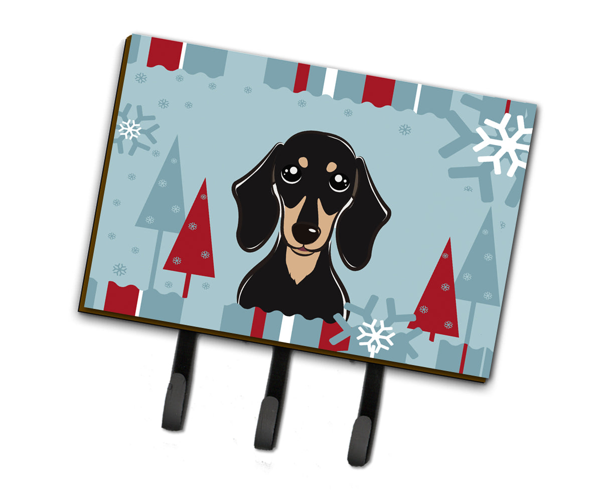 Winter Holiday Smooth Black and Tan Dachshund Leash or Key Holder BB1711TH68  the-store.com.