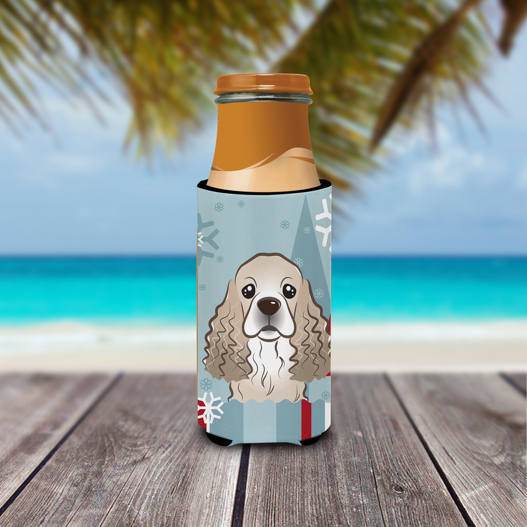 Winter Holiday Cocker Spaniel Ultra Beverage Insulators for slim cans BB1712MUK  the-store.com.