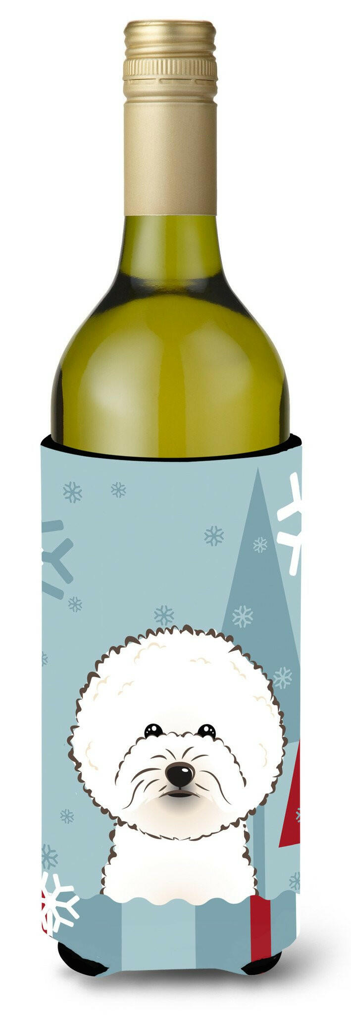 Winter Holiday Bichon Frise Wine Bottle Beverage Insulator Hugger BB1713LITERK by Caroline&#39;s Treasures