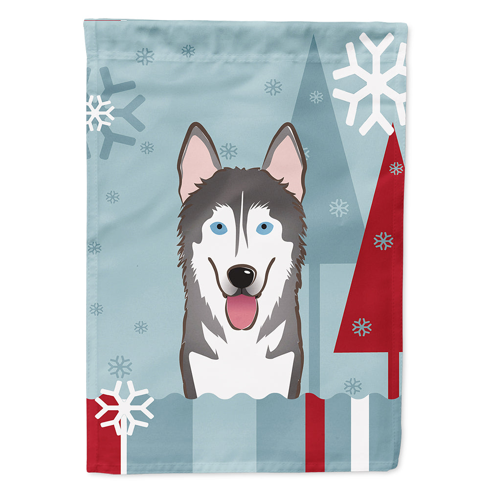 Winter Holiday Alaskan Malamute Flag Canvas House Size BB1714CHF  the-store.com.
