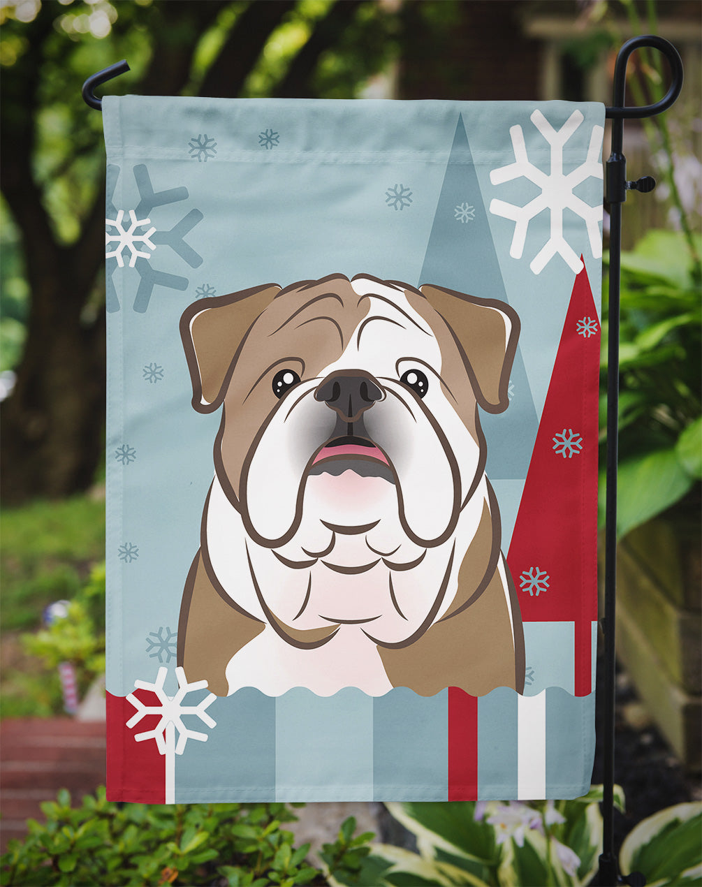 Winter Holiday English Bulldog  Flag Garden Size BB1715GF.