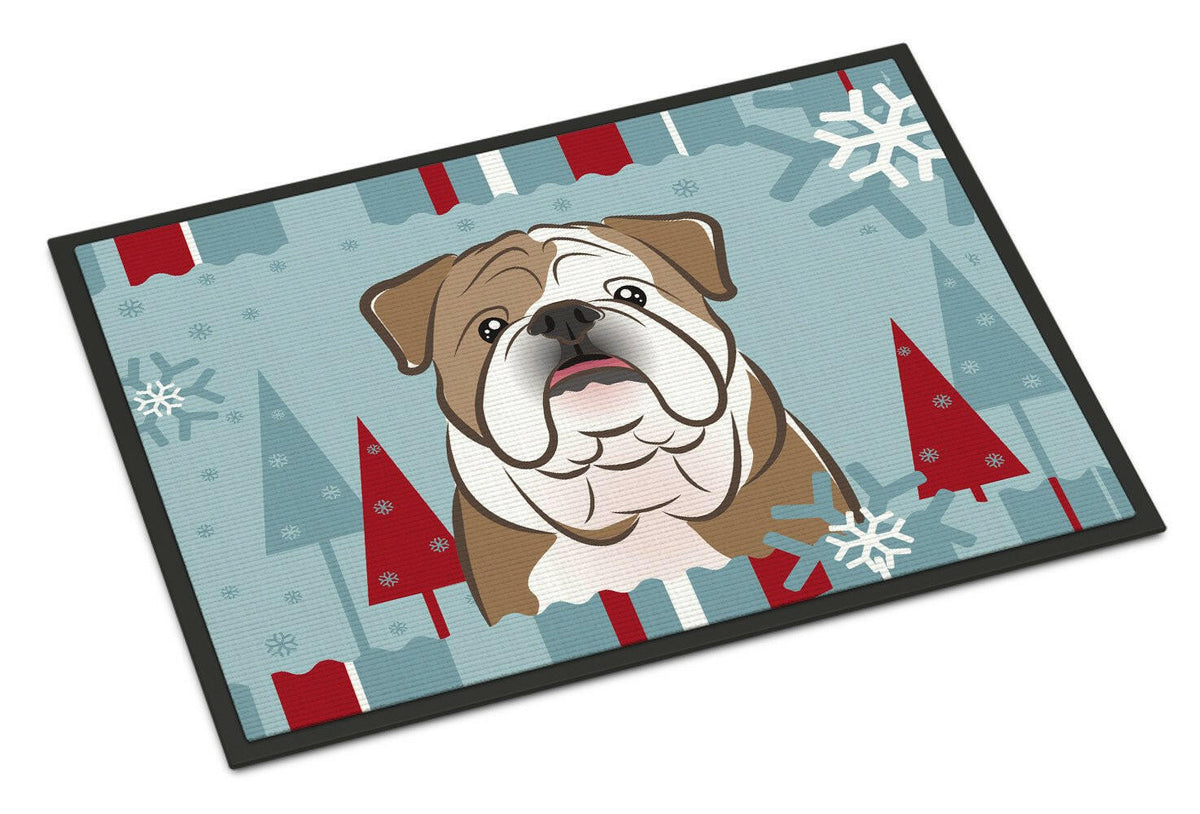 Winter Holiday English Bulldog  Indoor or Outdoor Mat 18x27 BB1715MAT - the-store.com