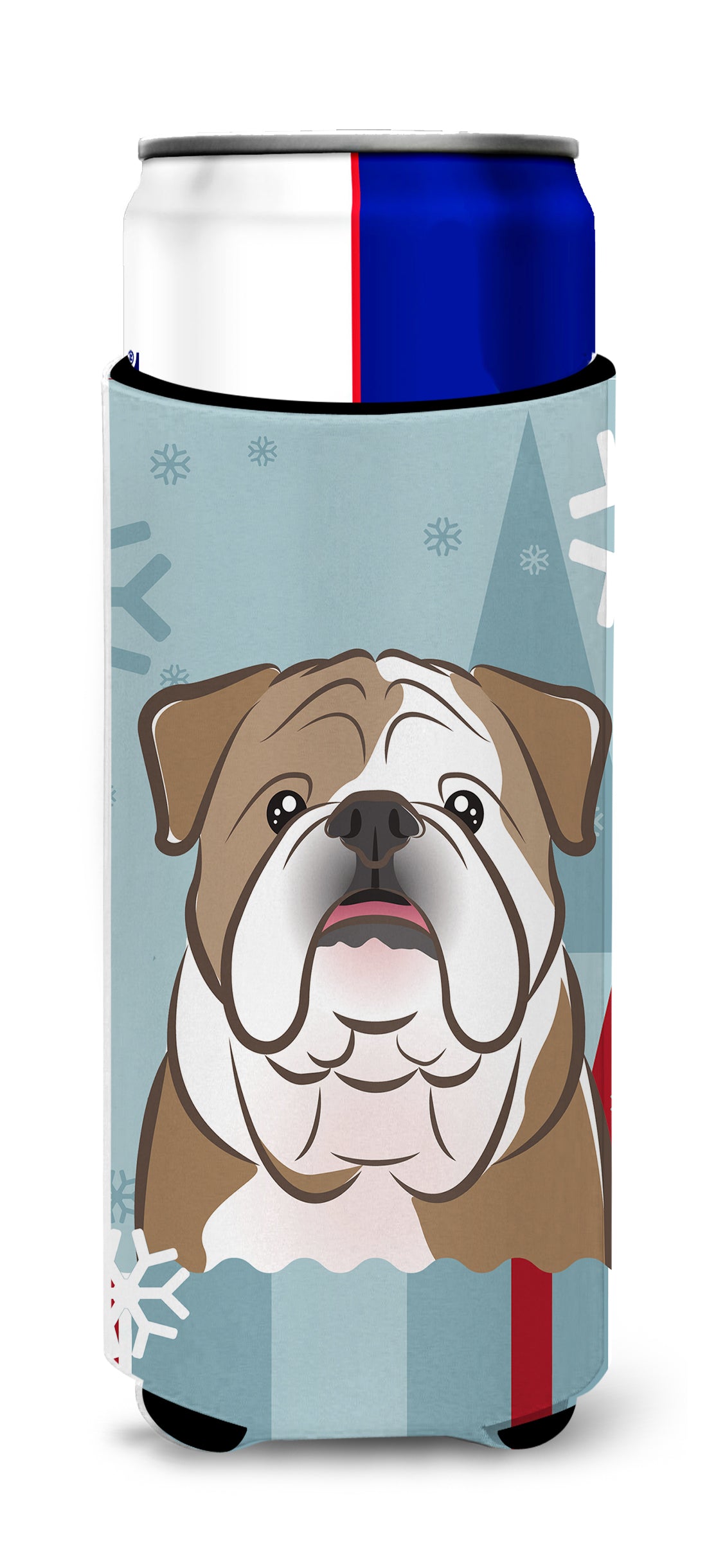 Winter Holiday English Bulldog Ultra Beverage Isolateurs pour canettes minces BB1715MUK