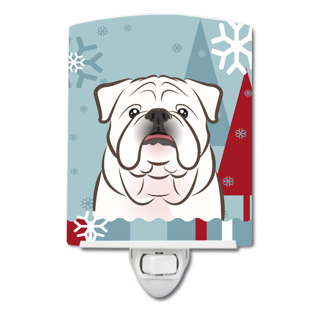 Winter Holiday White English Bulldog  Ceramic Night Light BB1716CNL - the-store.com