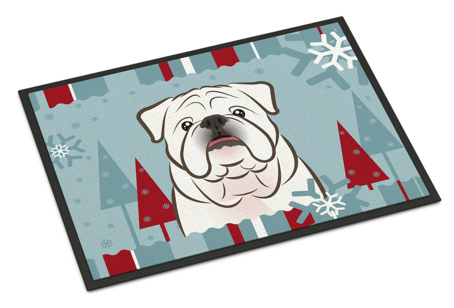 Winter Holiday White English Bulldog  Indoor or Outdoor Mat 18x27 BB1716MAT - the-store.com