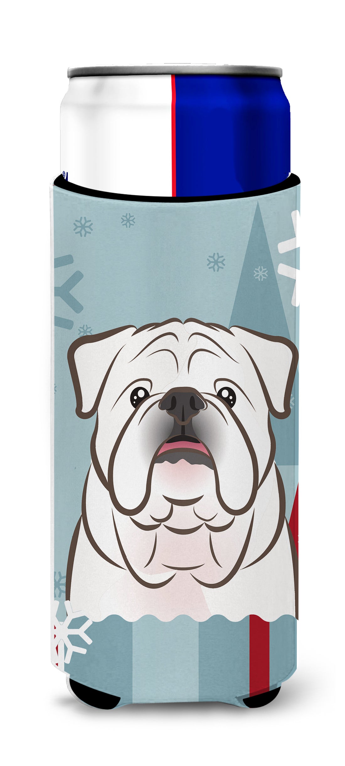 Winter Holiday White English Bulldog  Ultra Beverage Insulators for slim cans BB1716MUK