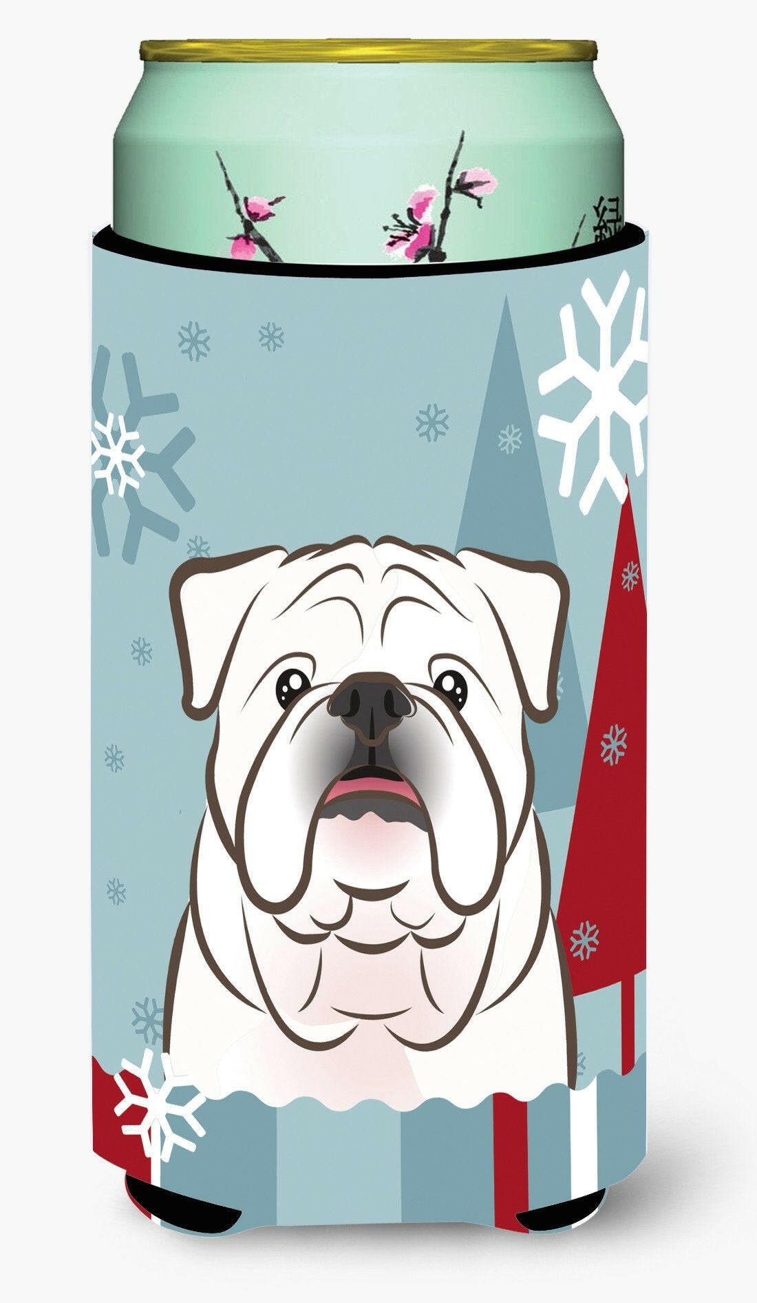Winter Holiday White English Bulldog  Tall Boy Beverage Insulator Hugger BB1716TBC by Caroline&#39;s Treasures