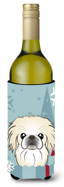 Winter Holiday Pekingese Wine Bottle Beverage Insulator Hugger BB1717LITERK by Caroline's Treasures