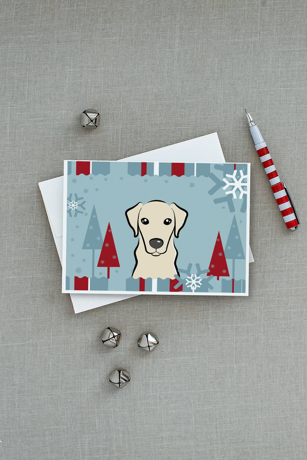 Winter Holiday Yellow Labrador Greeting Cards and Envelopes Pack of 8 - the-store.com
