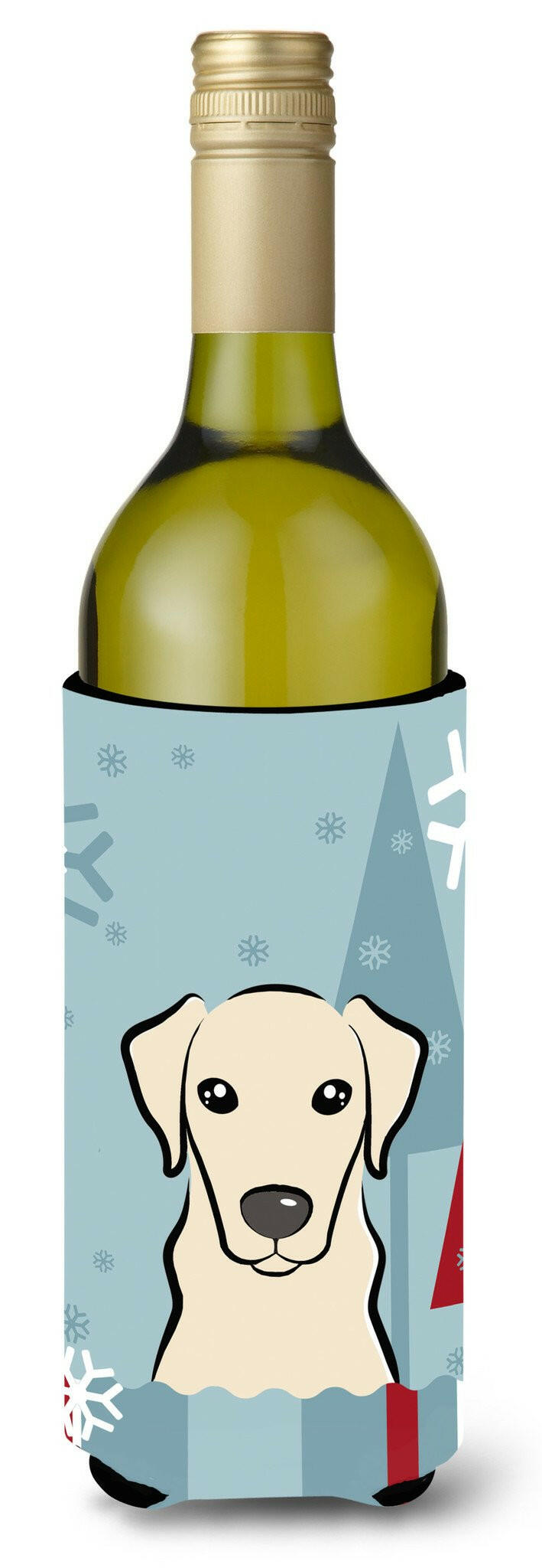 Winter Holiday Yellow Labrador Wine Bottle Beverage Insulator Hugger BB1718LITERK by Caroline&#39;s Treasures