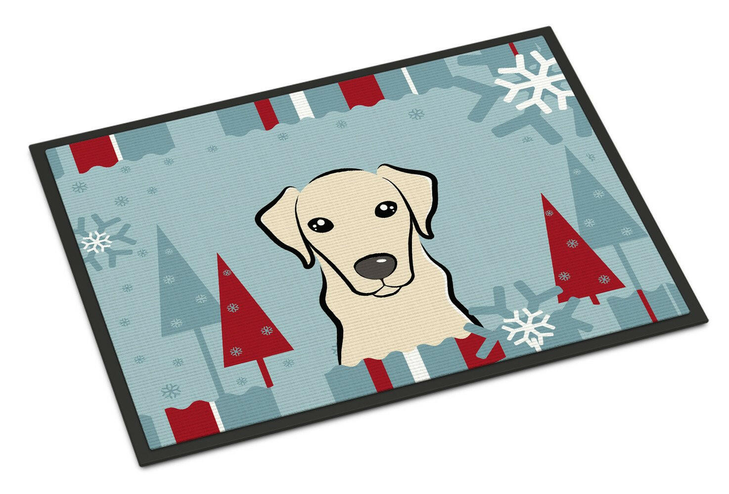 Winter Holiday Yellow Labrador Indoor or Outdoor Mat 18x27 BB1718MAT - the-store.com