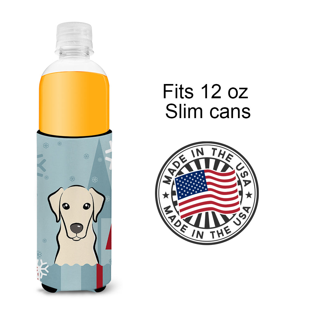 Winter Holiday Yellow Labrador Ultra Beverage Isolateurs pour canettes minces BB1718MUK