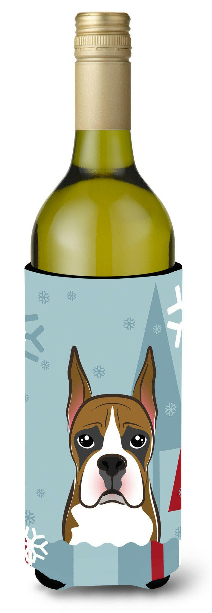 Winter Holiday Boxer Wine Bottle Beverage Insulator Hugger BB1719LITERK by Caroline&#39;s Treasures