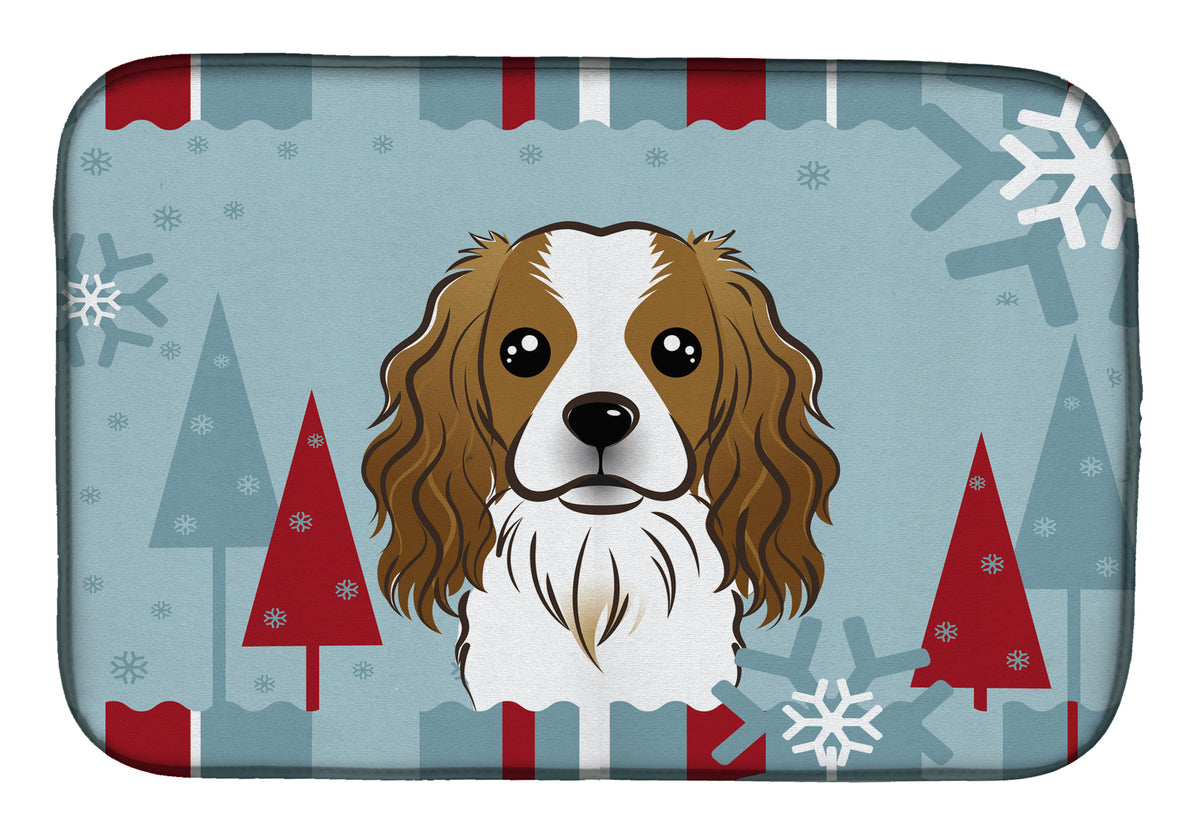 Winter Holiday Cavalier Spaniel Dish Drying Mat BB1720DDM  the-store.com.