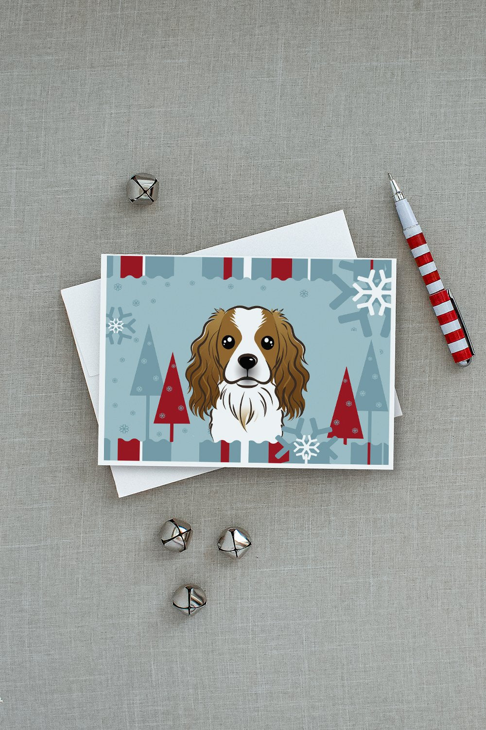 Winter Holiday Cavalier Spaniel Greeting Cards and Envelopes Pack of 8 - the-store.com