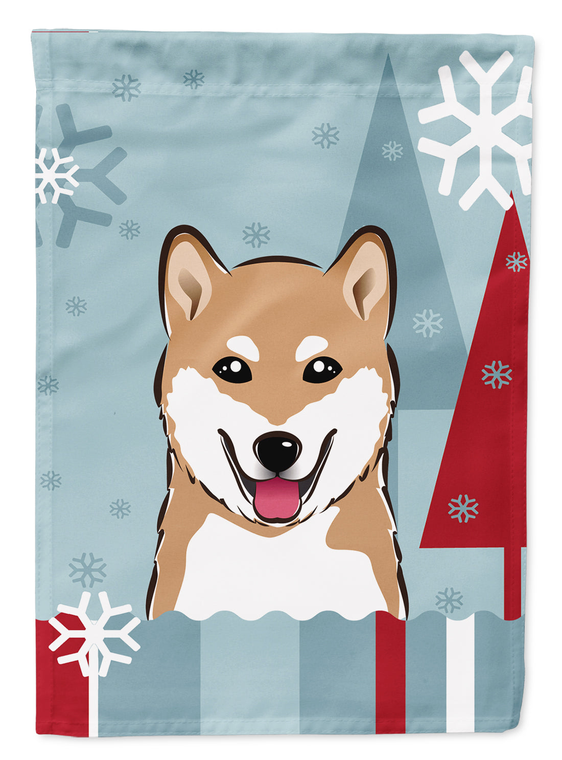 Winter Holiday Shiba Inu Flag Canvas House Size BB1721CHF