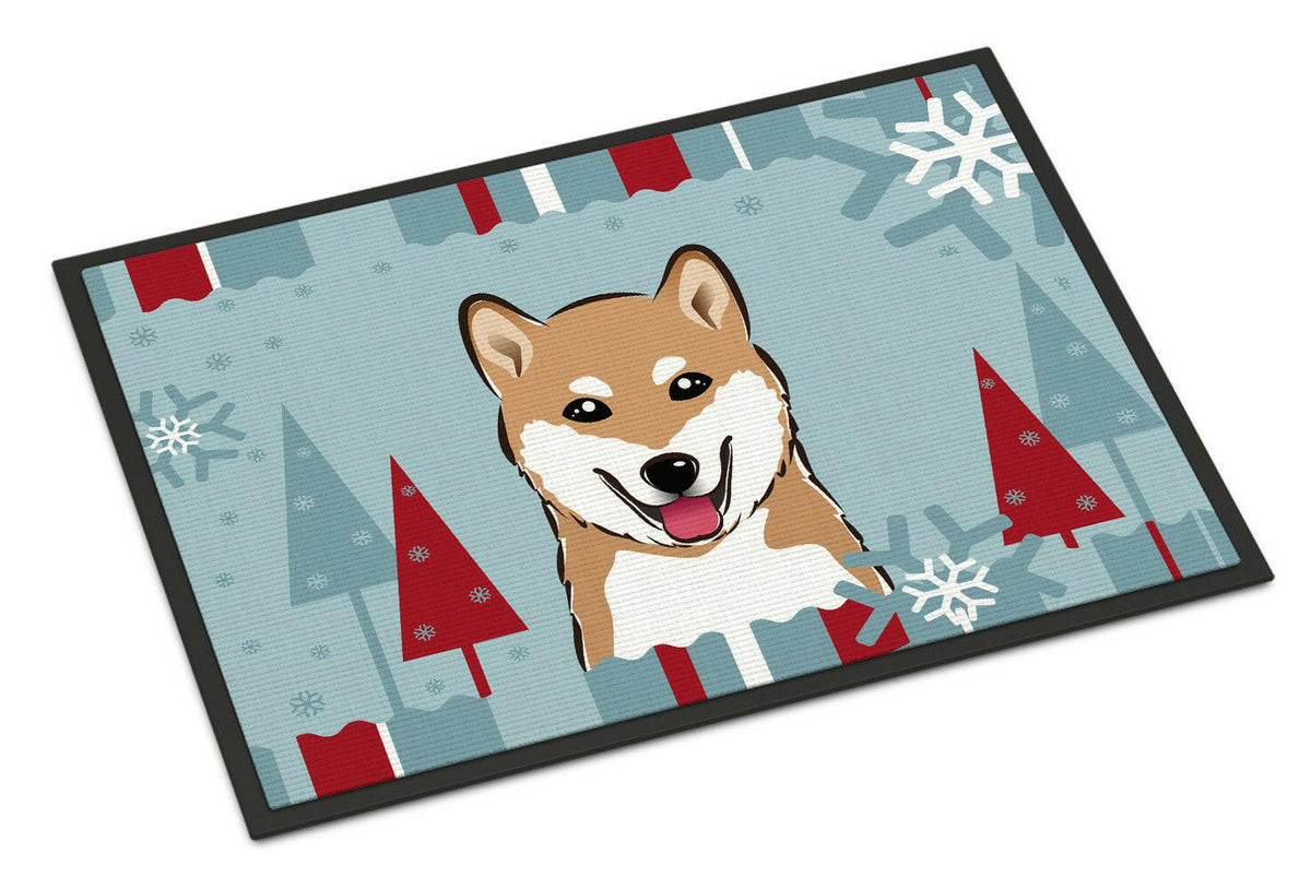 Winter Holiday Shiba Inu Indoor or Outdoor Mat 18x27 BB1721MAT - the-store.com