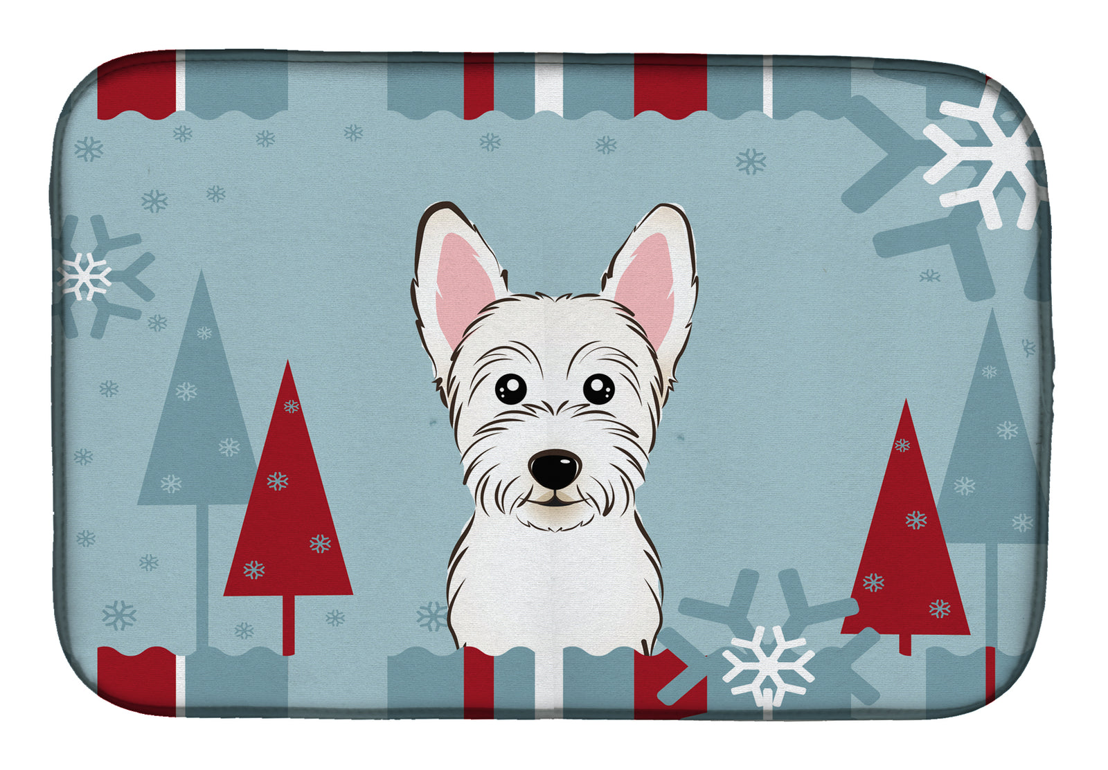 Winter Holiday Westie Dish Drying Mat BB1722DDM  the-store.com.