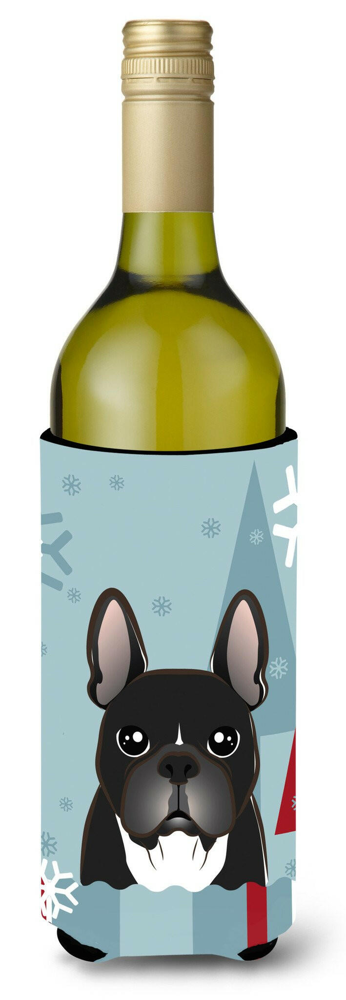 Winter Holiday French Bulldog Wine Bottle Beverage Insulator Hugger BB1723LITERK by Caroline&#39;s Treasures