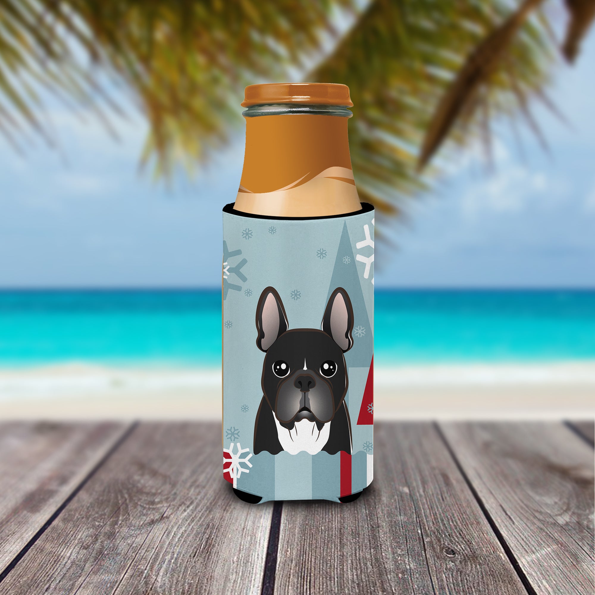 Winter Holiday French Bulldog Ultra Beverage Insulators for slim cans BB1723MUK