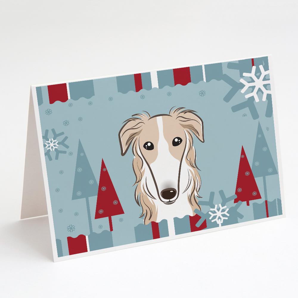 Buy this Winter Holiday Borzoi Greeting Cards and Envelopes Pack of 8