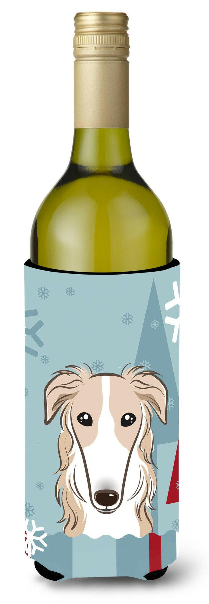 Winter Holiday Borzoi Wine Bottle Beverage Insulator Hugger BB1724LITERK by Caroline&#39;s Treasures