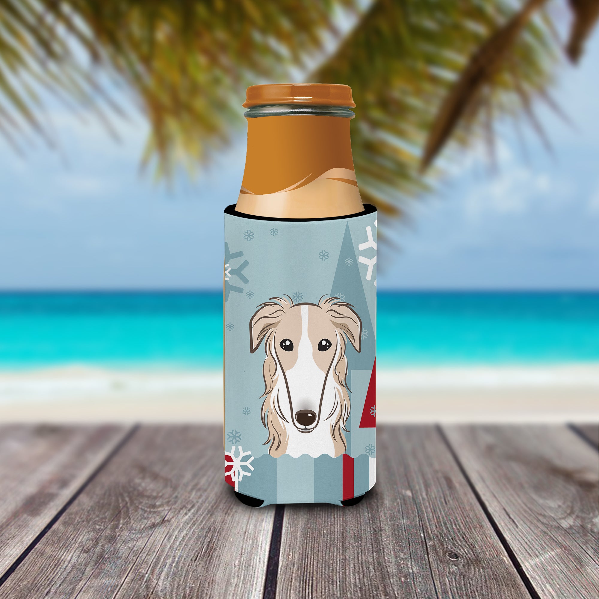 Winter Holiday Borzoi Ultra Beverage Insulators for slim cans BB1724MUK  the-store.com.