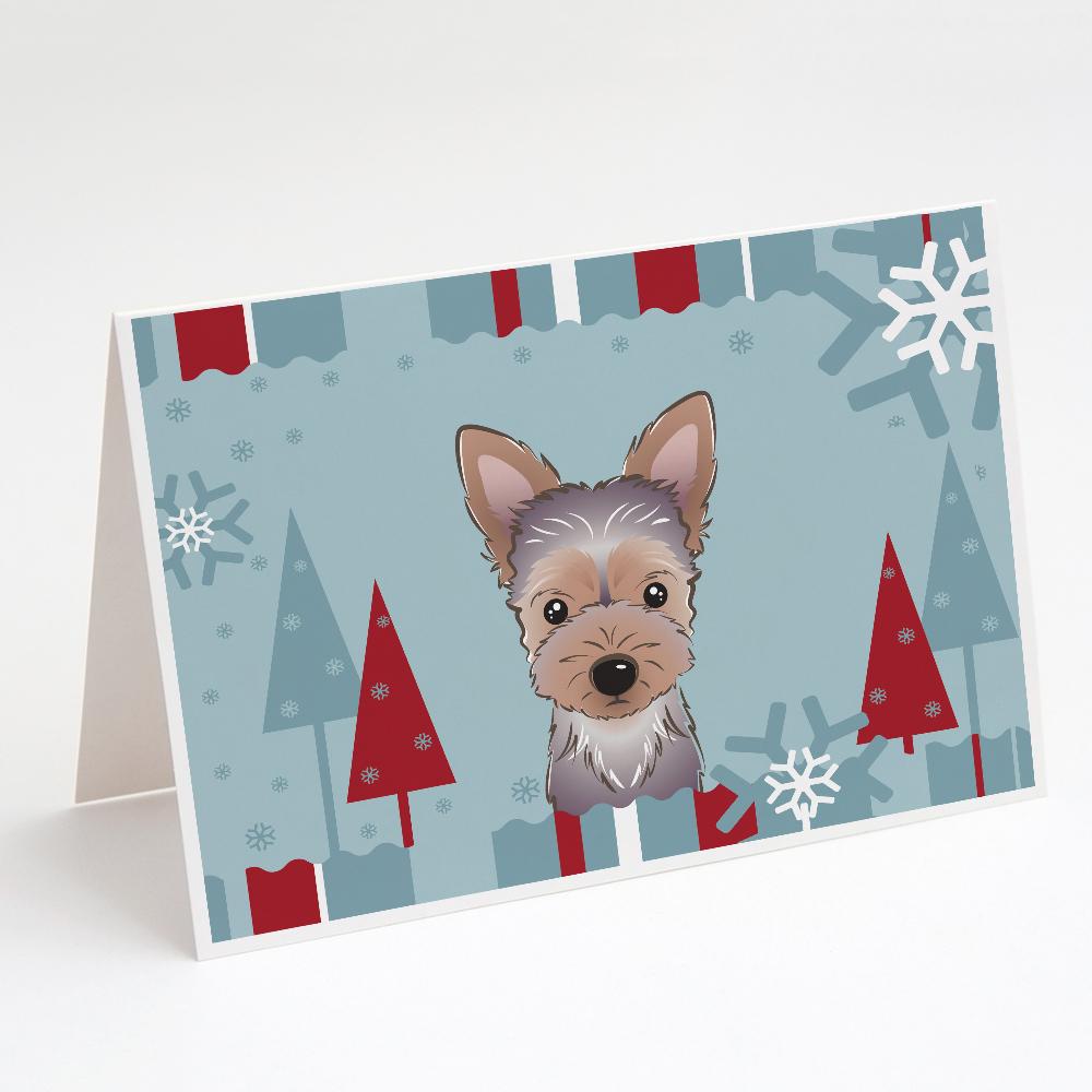 Buy this Winter Holiday Yorkie Puppy Greeting Cards and Envelopes Pack of 8