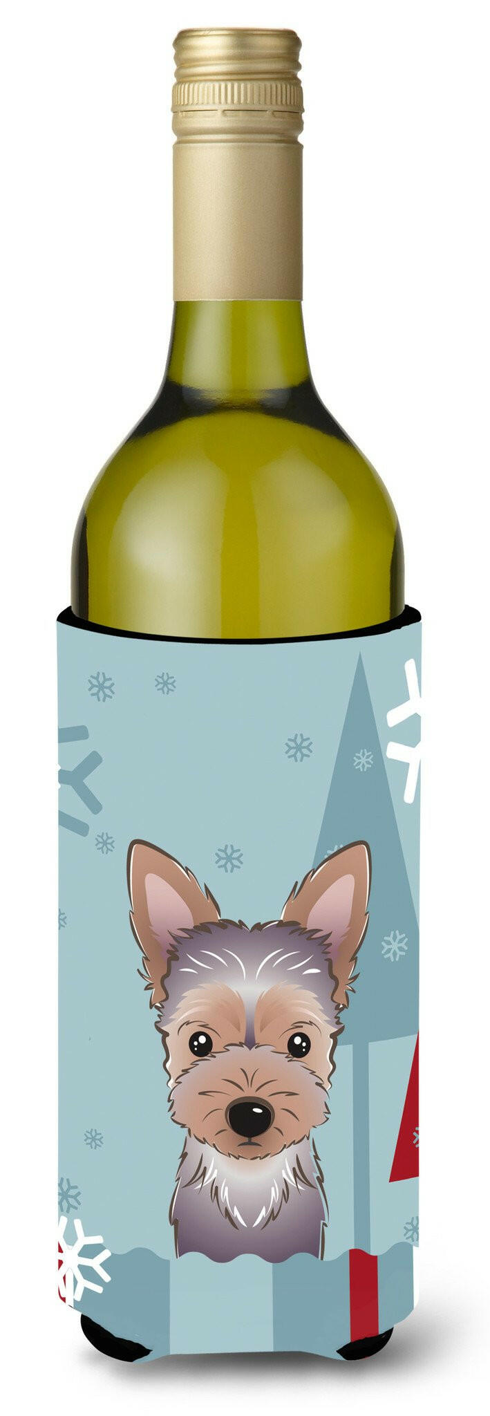 Winter Holiday Yorkie Puppy Wine Bottle Beverage Insulator Hugger BB1728LITERK by Caroline&#39;s Treasures