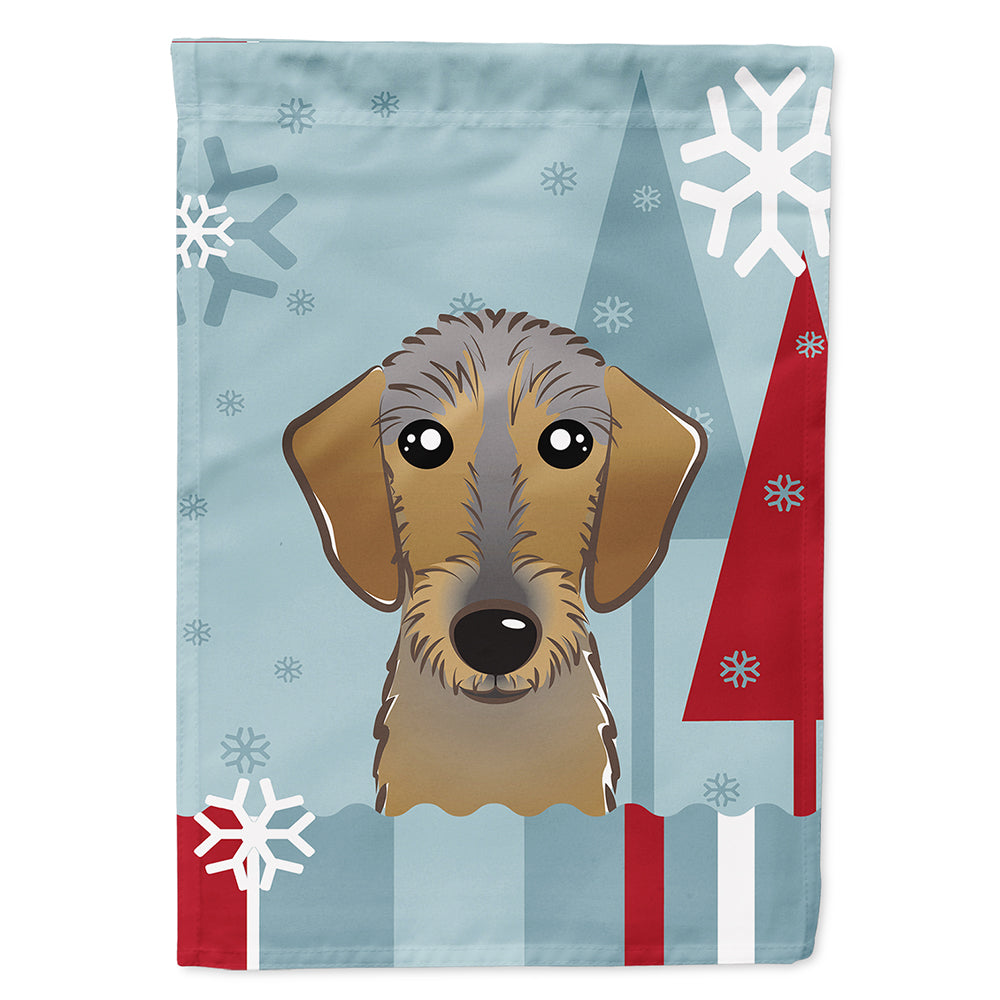 Winter Holiday Wirehaired Dachshund Flag Canvas House Size BB1729CHF  the-store.com.
