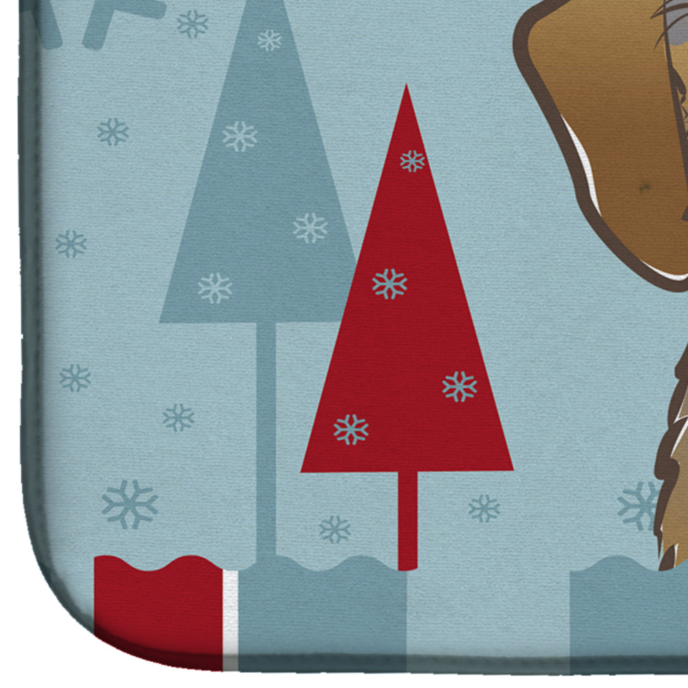 Winter Holiday Wirehaired Dachshund Dish Drying Mat BB1729DDM