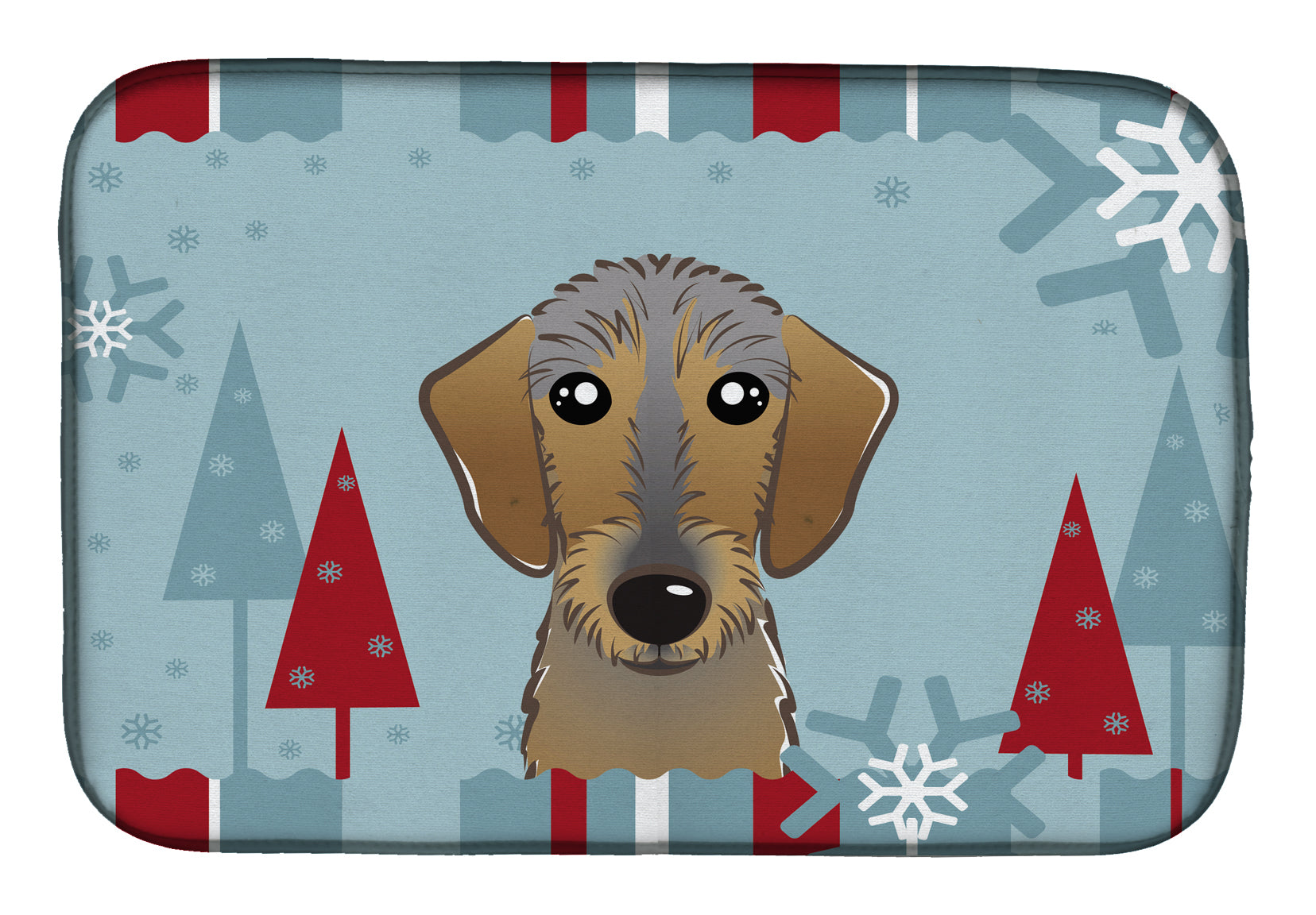 Winter Holiday Wirehaired Dachshund Dish Drying Mat BB1729DDM  the-store.com.