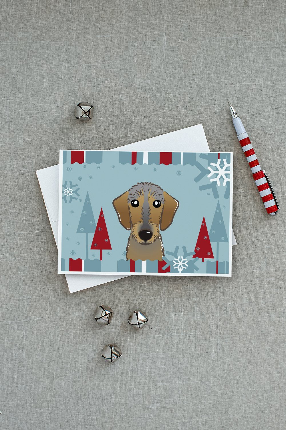 Winter Holiday Wirehaired Dachshund Greeting Cards and Envelopes Pack of 8 - the-store.com