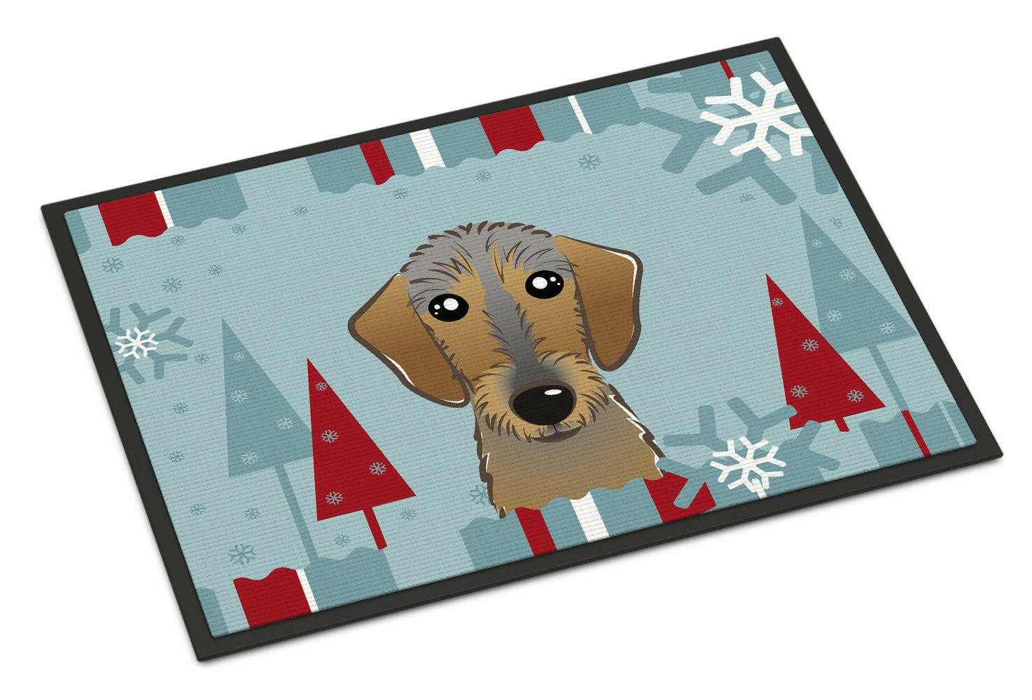 Winter Holiday Wirehaired Dachshund Indoor or Outdoor Mat 24x36 BB1729JMAT - the-store.com