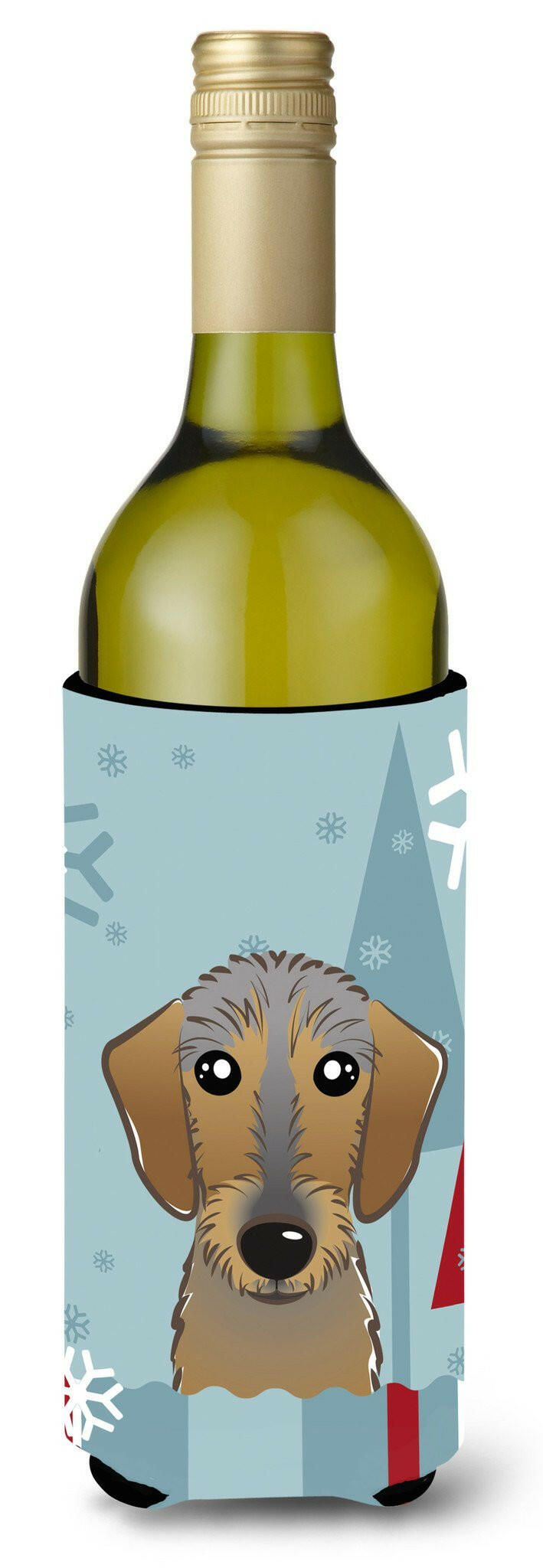Winter Holiday Wirehaired Dachshund Wine Bottle Beverage Insulator Hugger BB1729LITERK by Caroline&#39;s Treasures