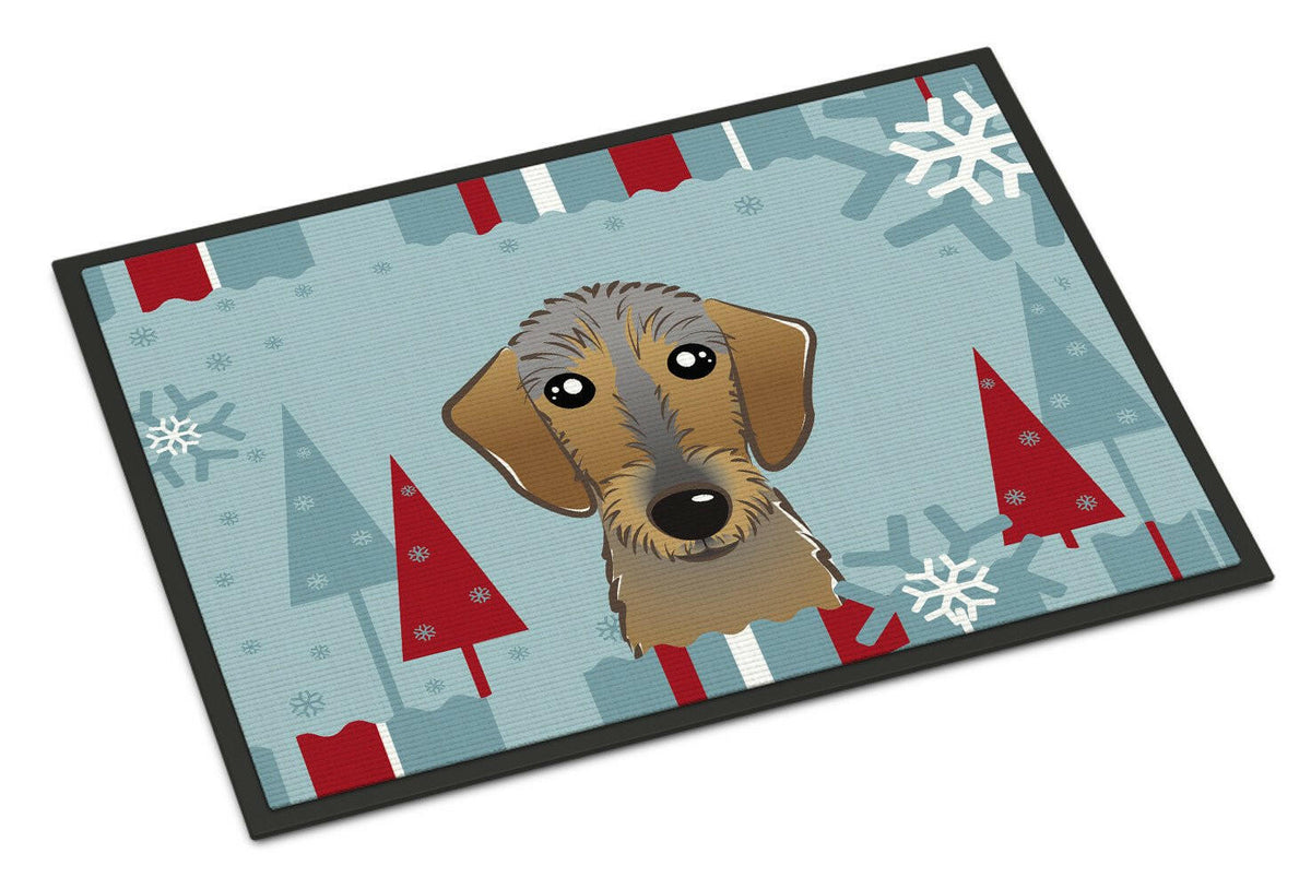 Winter Holiday Wirehaired Dachshund Indoor or Outdoor Mat 18x27 BB1729MAT - the-store.com
