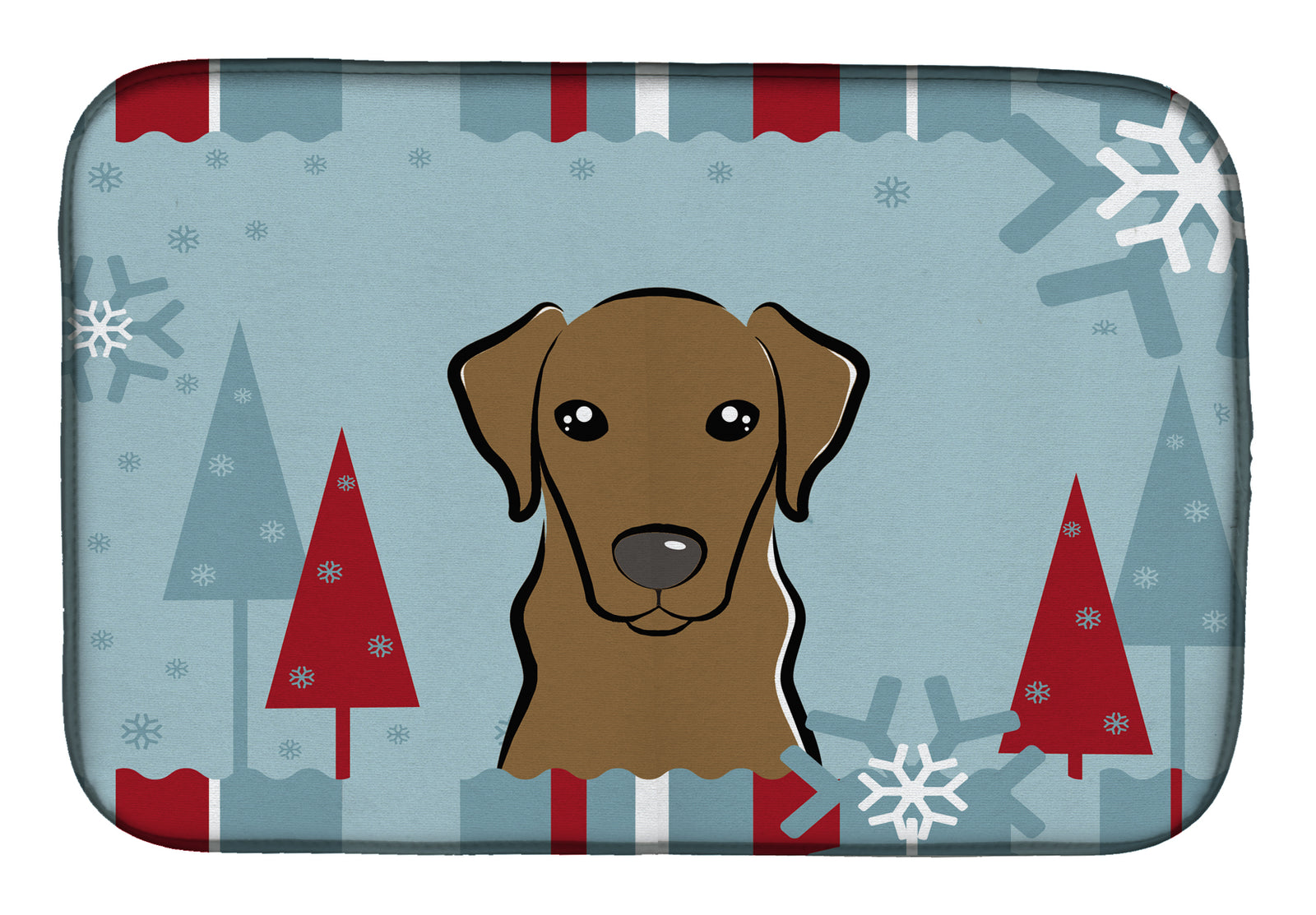 Winter Holiday Chocolate Labrador Dish Drying Mat BB1730DDM  the-store.com.