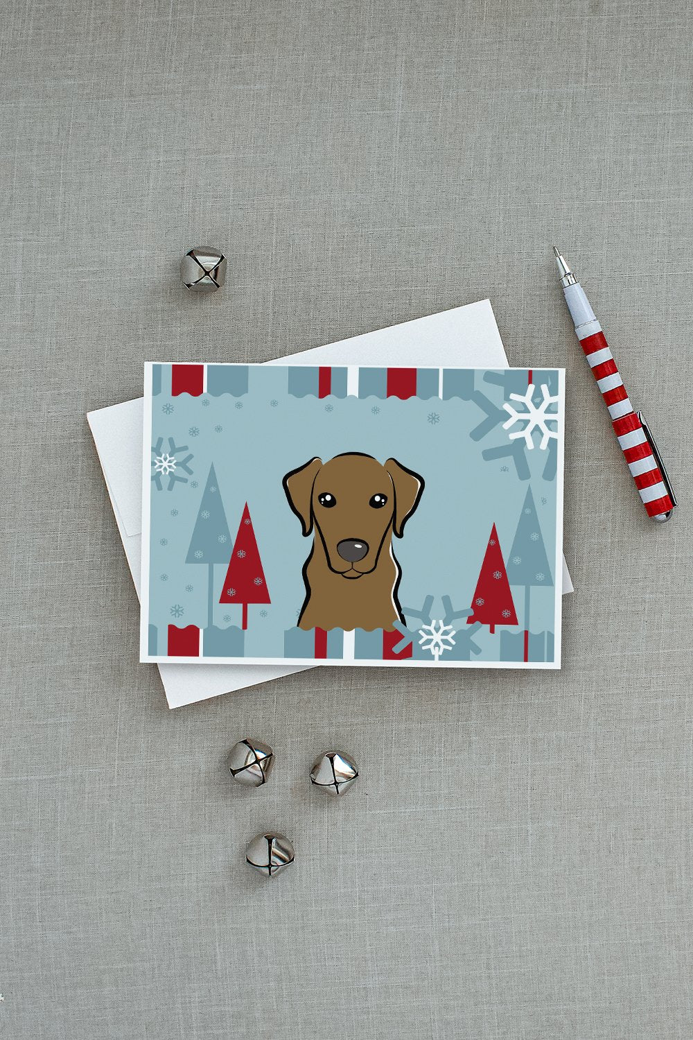 Winter Holiday Chocolate Labrador Greeting Cards and Envelopes Pack of 8 - the-store.com