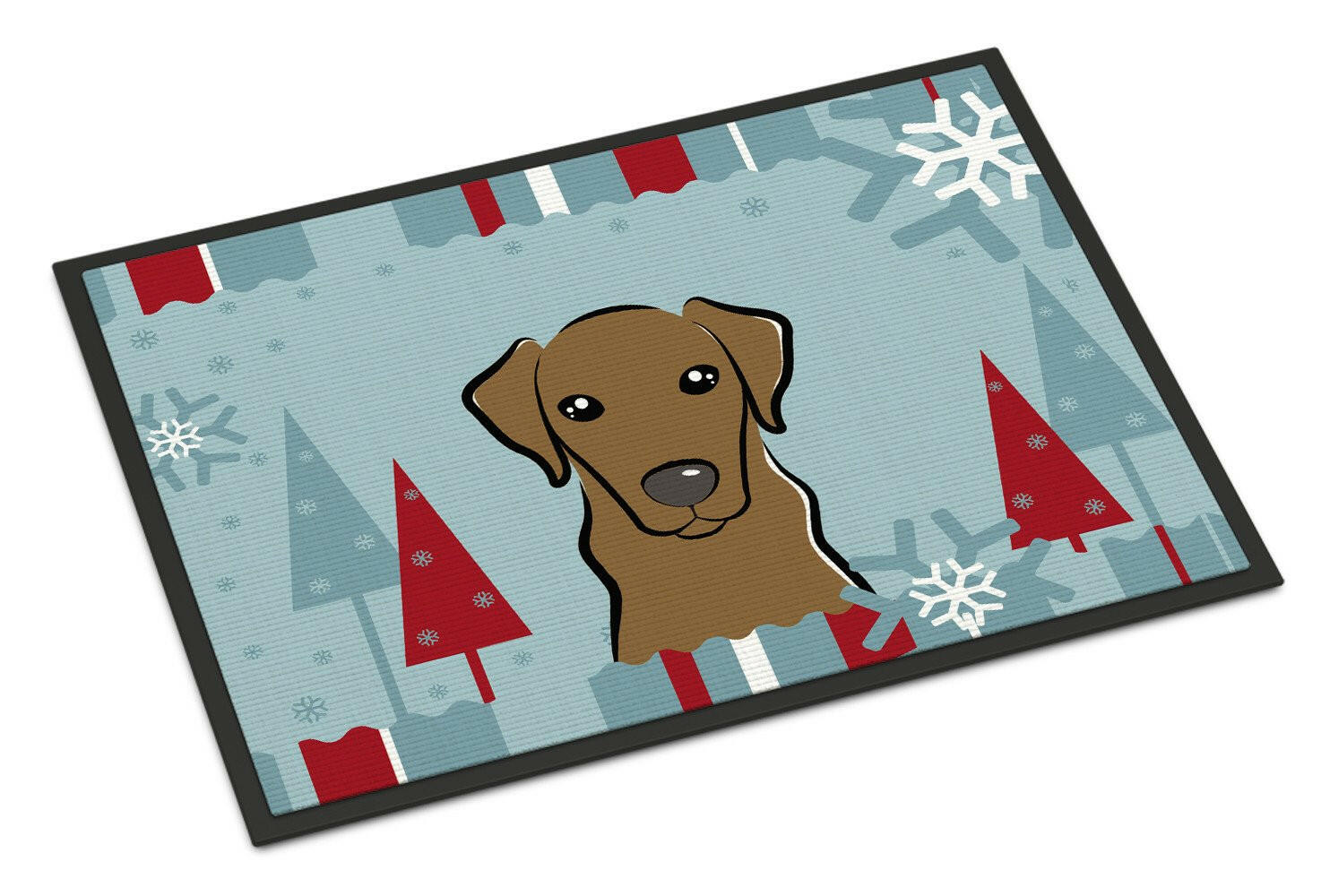 Winter Holiday Chocolate Labrador Indoor or Outdoor Mat 18x27 BB1730MAT - the-store.com