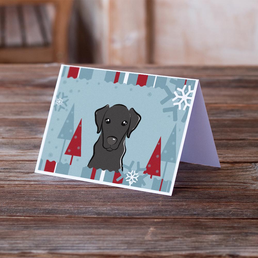 Winter Holiday Black Labrador Greeting Cards and Envelopes Pack of 8 - the-store.com