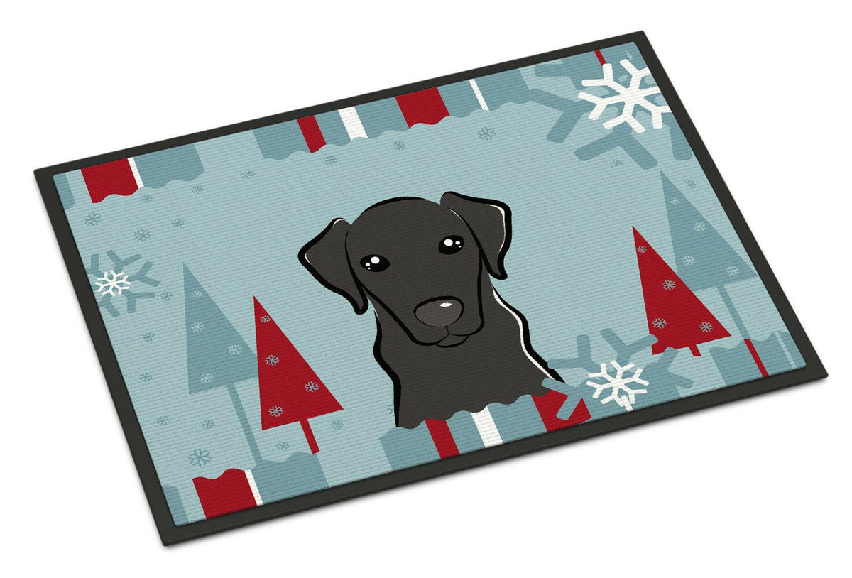 Winter Holiday Black Labrador Indoor or Outdoor Mat 24x36 BB1731JMAT - the-store.com