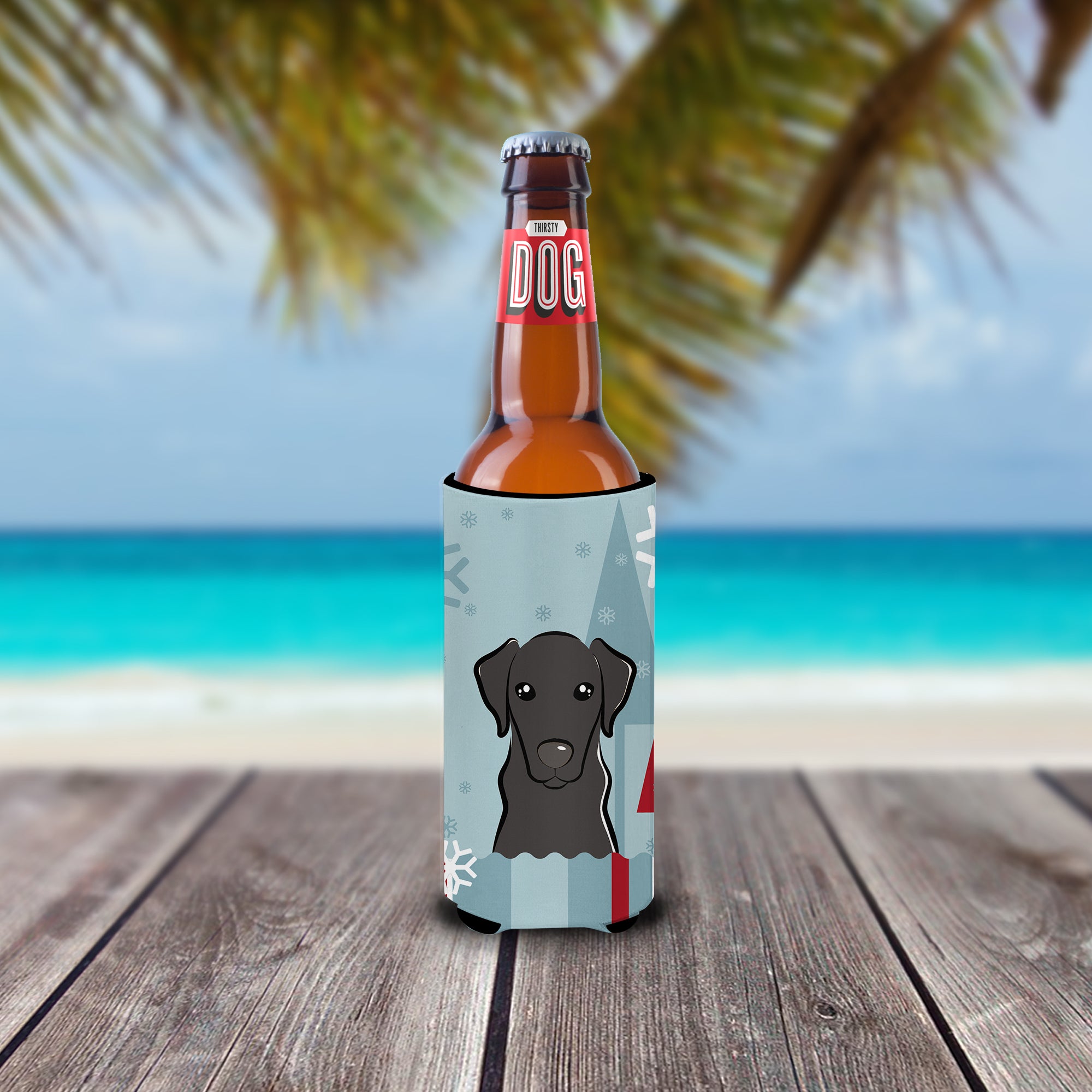 Winter Holiday Black Labrador Ultra Beverage Insulators for slim cans BB1731MUK