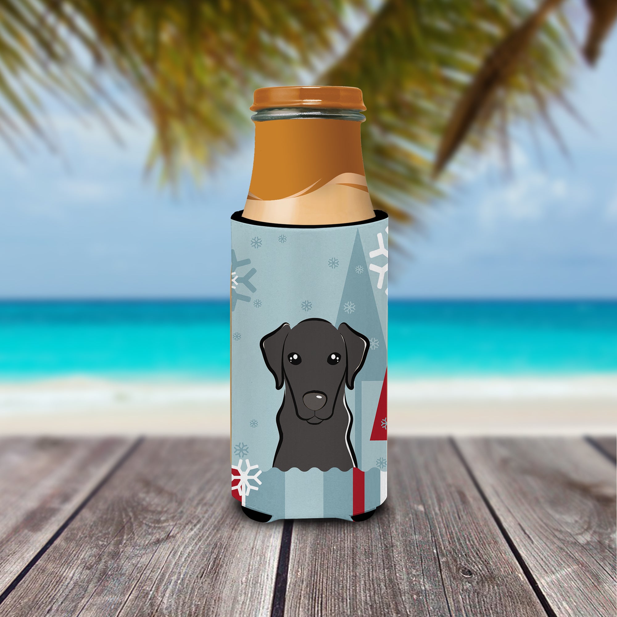 Winter Holiday Black Labrador Ultra Beverage Insulators for slim cans BB1731MUK