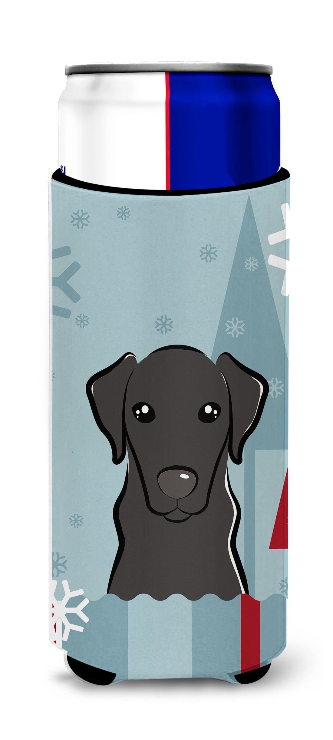 Winter Holiday Black Labrador Ultra Beverage Insulators for slim cans BB1731MUK  the-store.com.