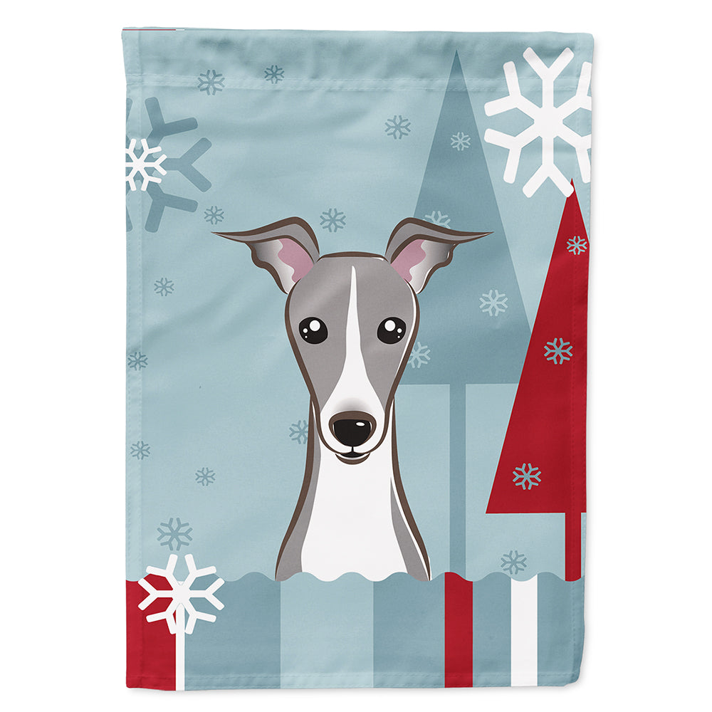 Vacances d&#39;hiver Italien Greyhound Drapeau Toile Maison Taille BB1732CHF